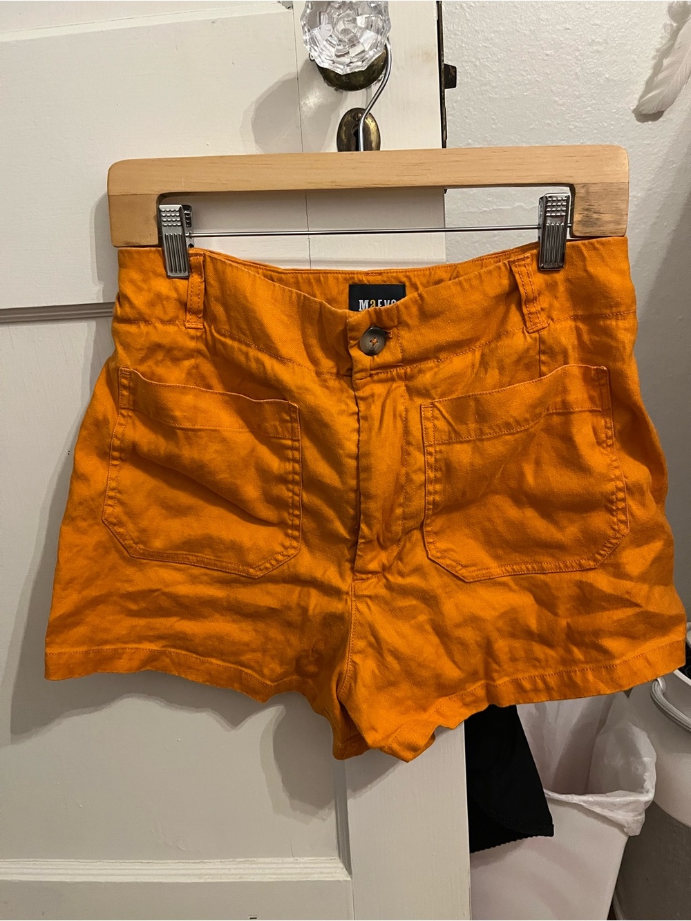 Maeve Orange Linen Blend Shorts